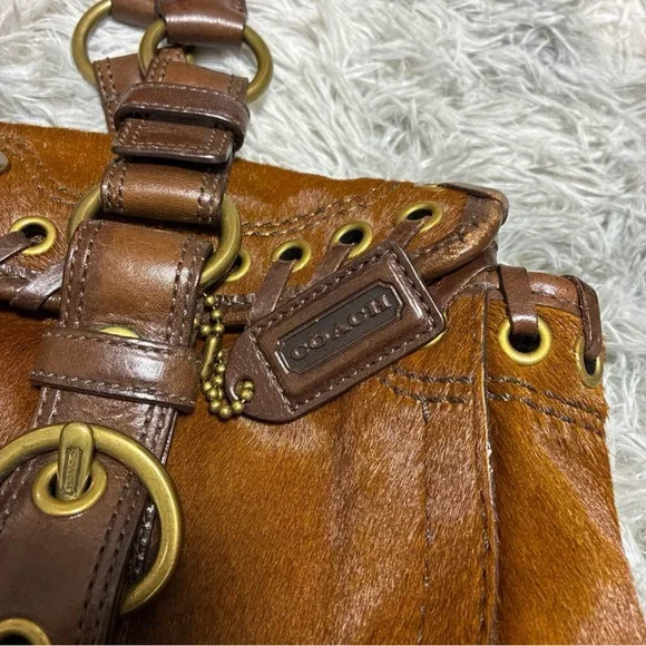 Coach Rare Limited Chelsea Abbey Calf Hair Satchel Brown Leather Laced Bag - Picture 8 of 11